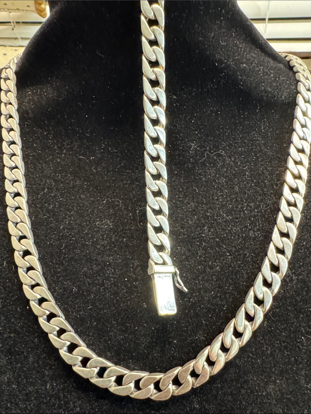 Men's set sterling Silver Cuban Link Chain Necklace - signed by ronatelli